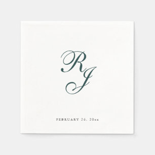 Guardanapo De Papel Chic Emerald Green Monograma Casamento Napkins