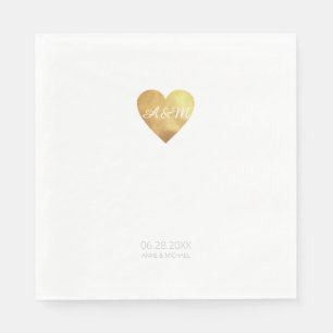 Guardanapo De Papel Chic faux Dourado Heart of Love Festa de casamento
