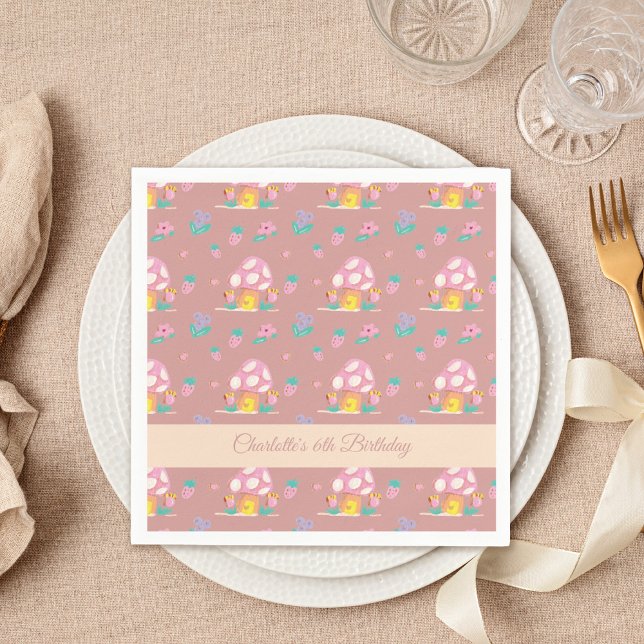 Guardanapo De Papel Chic Floral Mushroom Patterno Blush Pink Aniversár (Criador carregado)