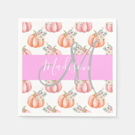 Guardanapo De Papel Chic Floral White Pink Pêssego Pumpkin Monograma N