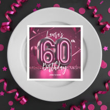 Chic Glam Vibrante Rosa Neon Brilho 60º Aniversári