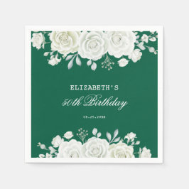 Guardanapo De Papel Chic Green Pastel White Rose Greenery Aniversário