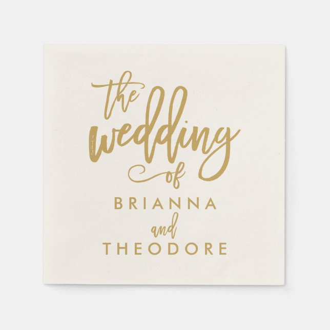 Guardanapo De Papel Chic Hand - Adição de Casamento Dourado Napkins (Frente)