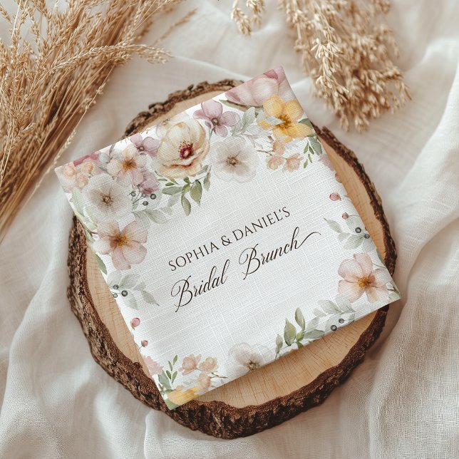 Guardanapo De Papel Chic Hidrocor Floral Chá de Noiva (Chic Floral Watercolor Bridal Shower Napkins)