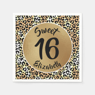 Guardanapo De Papel Chic Leopard Print Sweet 16 Aniversário