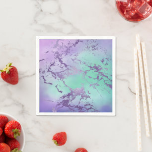 Guardanapo De Papel Chic Marble Lavanda Roxo e Mint Verde