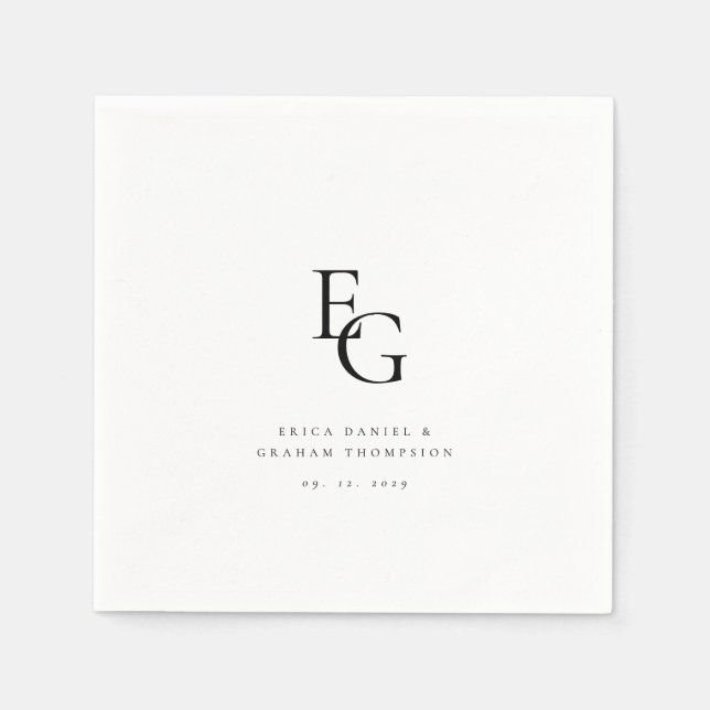 Guardanapo De Papel Chic Minimal Monogram Wedding (Frente)
