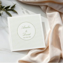 Guardanapo De Papel Chic Minimalist Stripe Green Wedding 