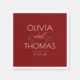 Guardanapo De Papel Chic Modern Minimalist Typography Red Wedding