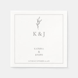 Guardanapo De Papel Chic monocromática de Casamento Simples Elegante