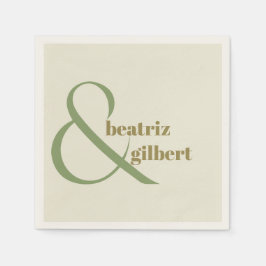 Guardanapo De Papel Chic Moss e Monograma de Casamento Moderno Verde-O