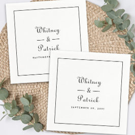 Guardanapo De Papel Chic Negra Mínima de Manuscrito Negra Elegante