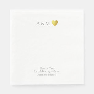 Guardanapo De Papel Chic Obrigado pelo Coração de Amor de Branco