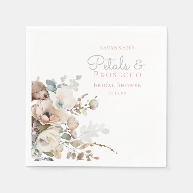 Guardanapo De Papel Chic Pétalas de Teal e Chás de Bebida Floral Prose (Frente)