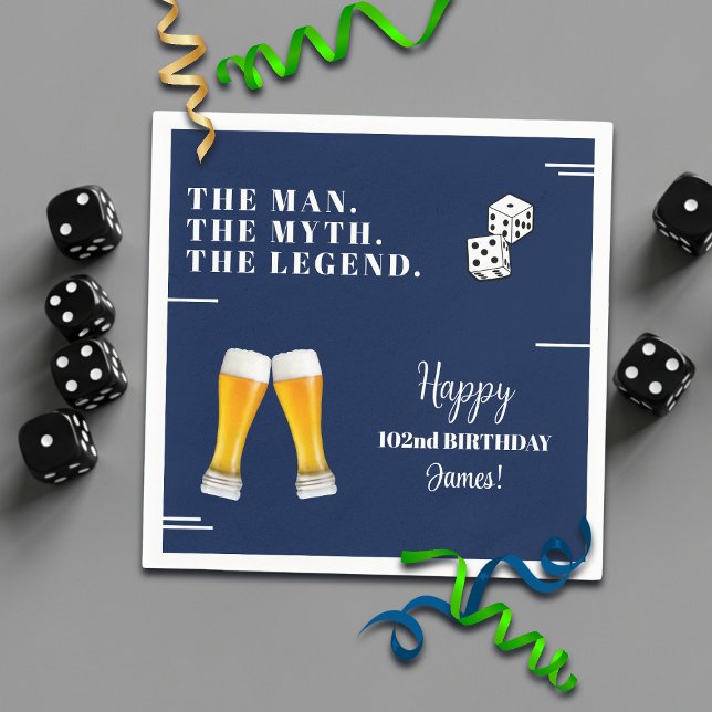 Guardanapo De Papel Chic Rolling Dices Pints 102nd Birthday (Criador carregado)