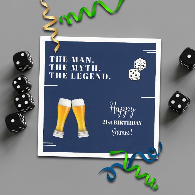 Guardanapo De Papel Chic Rolling Dices Pints 21st Birthday (Criador carregado)