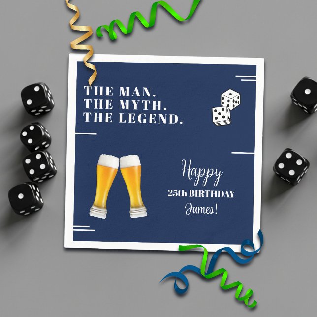 Guardanapo De Papel Chic Rolling Dices Pints 25th Birthday (Criador carregado)