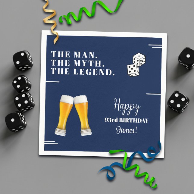 Guardanapo De Papel Chic Rolling Dices Pints 93rd Birthday (Criador carregado)