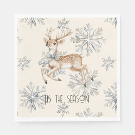 Guardanapo De Papel Chic Rustic Christmas Cream Deer Snowflakes
