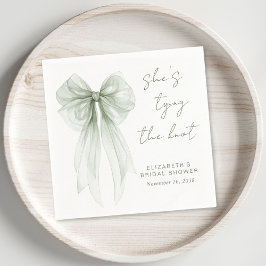 Guardanapo De Papel Chic Sage Green Bow Watercolor Bridal Shower