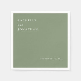 Guardanapo De Papel Chic Sage Green White Simple Wedkins