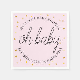 Guardanapo De Papel Chic script coração dourado baby girl chá de bebê 