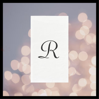 Guardanapo De Papel Chic Simples Elegante Monograma Branco e Preto