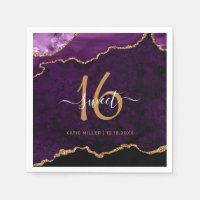 Chic Sweet 16 Purple Dourado Agate Partido Persona