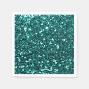 Guardanapo De Papel Chic Teal Faux Glitter
