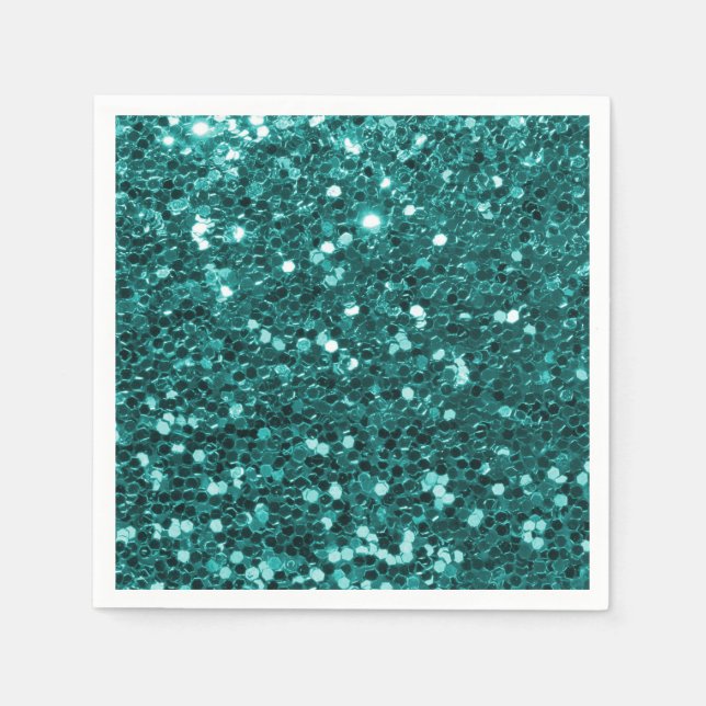 Guardanapo De Papel Chic Teal Faux Glitter (Frente)