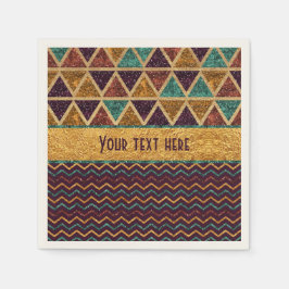 Guardanapo De Papel Chic Triangles Chevrons Falso Folha de Ouro Glitte
