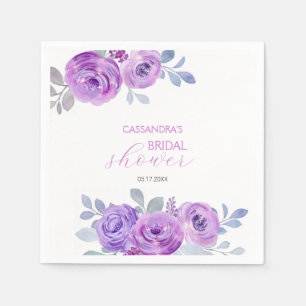 Guardanapo De Papel Chic Violet Rosa Vegetação Floral Chuveiro Nupcial