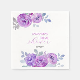 Guardanapo De Papel Chic Violeta Rosa Vegetação Floral Chá de Noiva