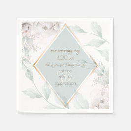 Guardanapo De Papel Chic Watercolor Alabaster Peony Flowers