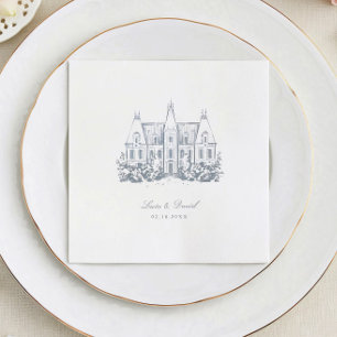 Guardanapo De Papel Chic Wedding Napkins Chateau Venue Sketch