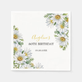 Guardanapo De Papel Chic White Daisy Floral Greenery Aniversário