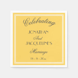 Guardanapo De Papel Chic Yellow Personalised Names Casamento Napkins