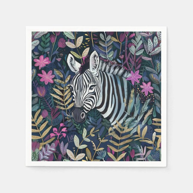 Guardanapo De Papel Chic zebra floral (Frente)