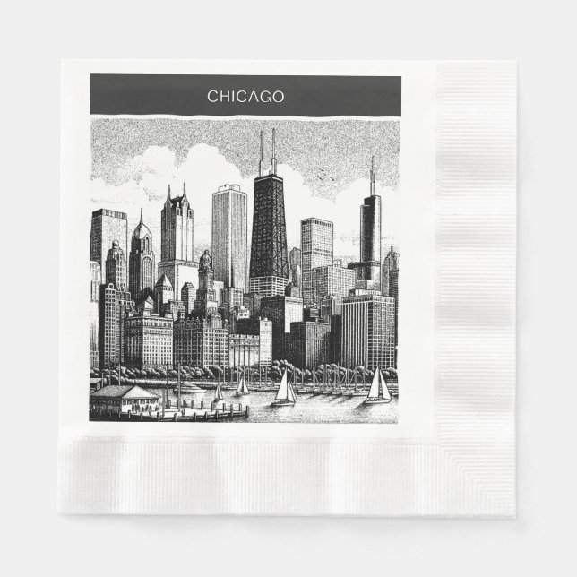 Guardanapo De Papel Chicago Black White (Frente)