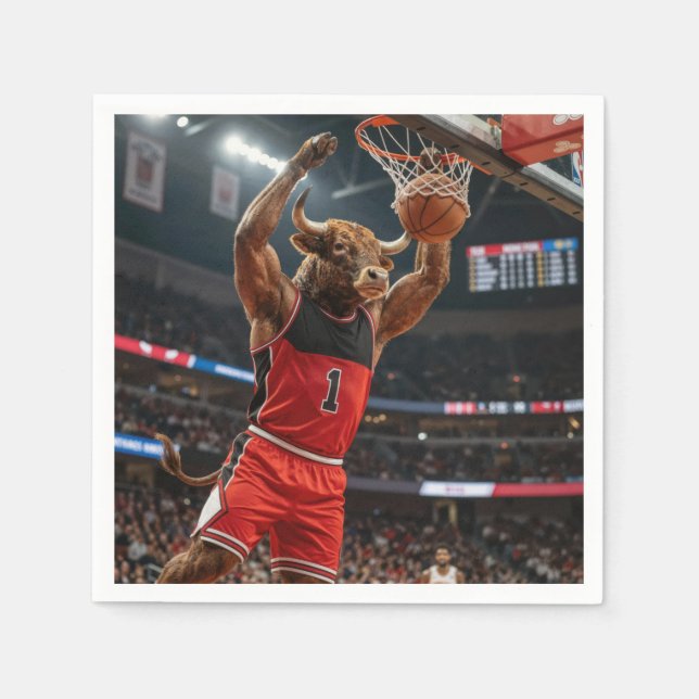 Guardanapo De Papel Chicago Bull Basketball Slam Dunking the Ball (Frente)