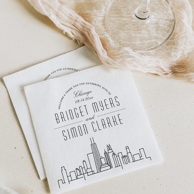 Guardanapo De Papel Chicago Deco Skyline | Evento de Casamento Napkins (Criador carregado)