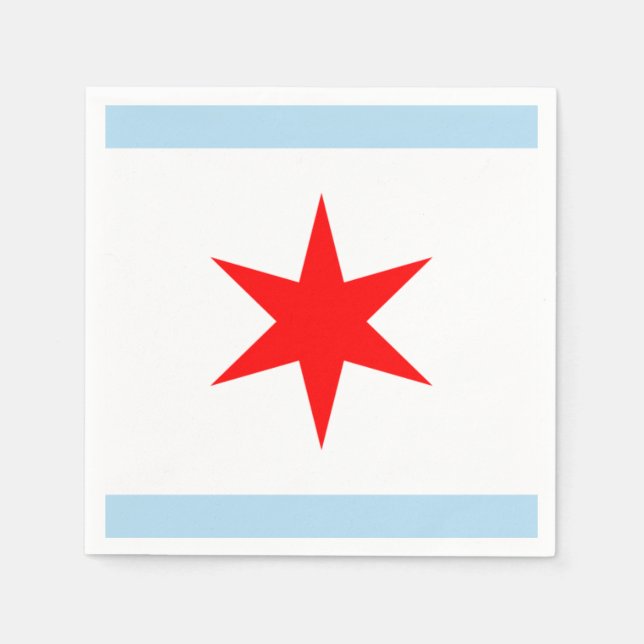Guardanapo De Papel Chicago Flag Red Star Blue Stripes City (Frente)