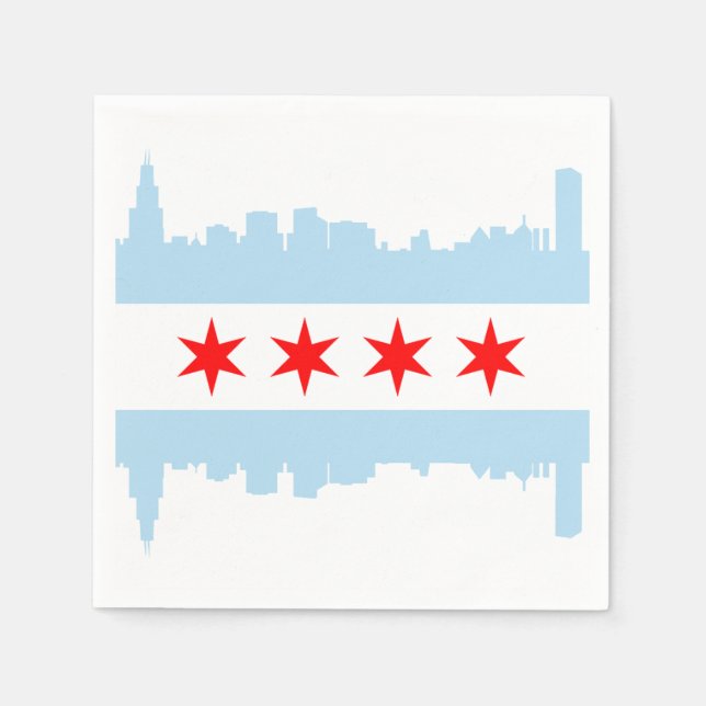 Guardanapo De Papel Chicago Flag Skyline (Frente)