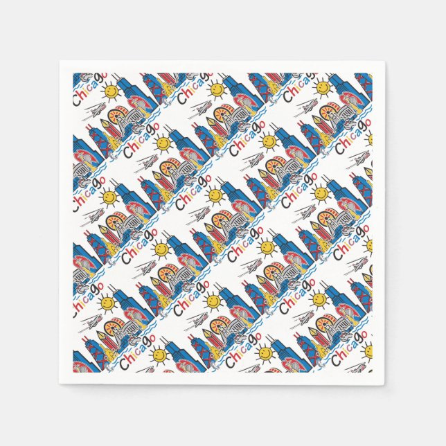 Guardanapo De Papel Chicago Kids Skyline (Frente)
