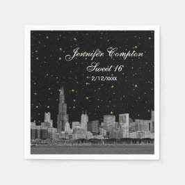 Guardanapo De Papel Chicago Skyline Enchida Starry DIY BG Sweet 16