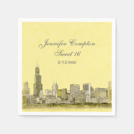 Guardanapo De Papel Chicago Skyline Light Yellow BG Sweet 16