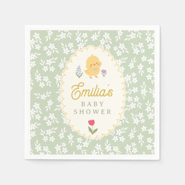 Guardanapo De Papel Chick Baby Shower Cute Paper Napkins (Frente)