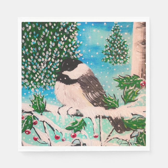 Guardanapo De Papel Chickadee de Natal Napkins (Frente)