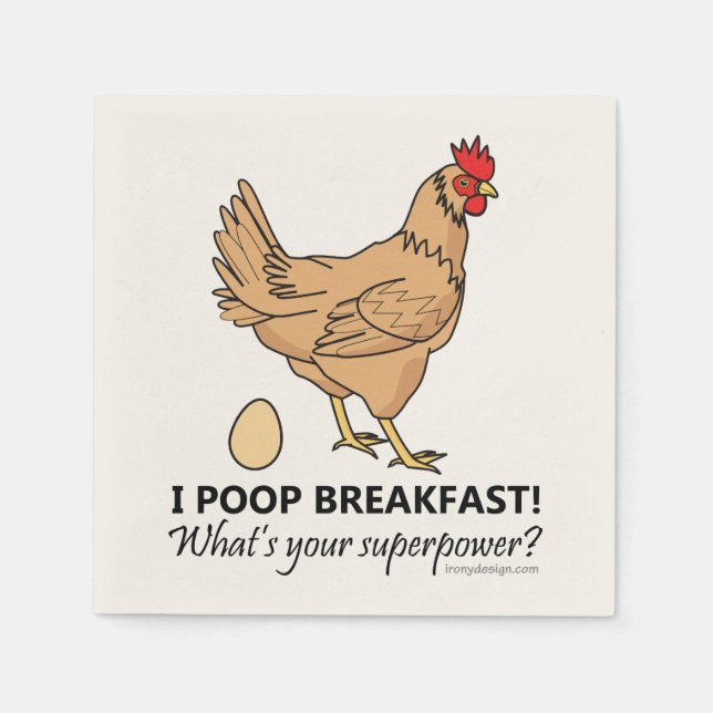 Guardanapo De Papel Chicken Poops Breakfast Design (Frente)