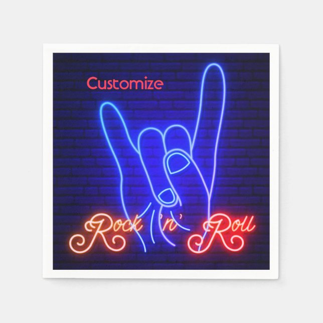 Guardanapo De Papel Chifres para cima Rock 'n Roll (Frente)